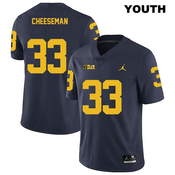 Youth NCAA Michigan Wolverines Camaron Cheeseman #33 Navy Jordan Brand Authentic Stitched Legend Football College Jersey SC25J42CS